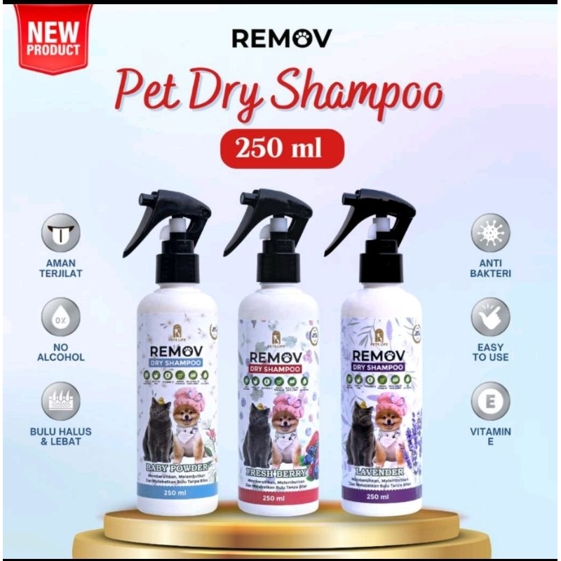 Jual REMOV Dry Shampoo 250ml All Varian Shampoo Kucing Anjing Kelinci ...