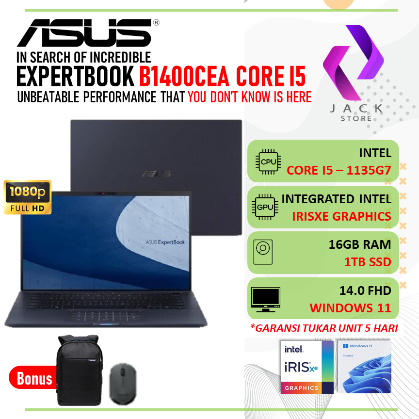 Jual Asus Expertbook B1 B1400CEAE Core I5 1135G7 Ram 16GB 1Tbssd ...