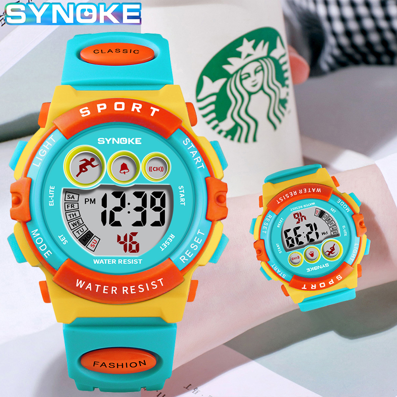 Jual Jam Tangan Anak Digital QT32 Yellow Blue Water Resistant 30m Jam