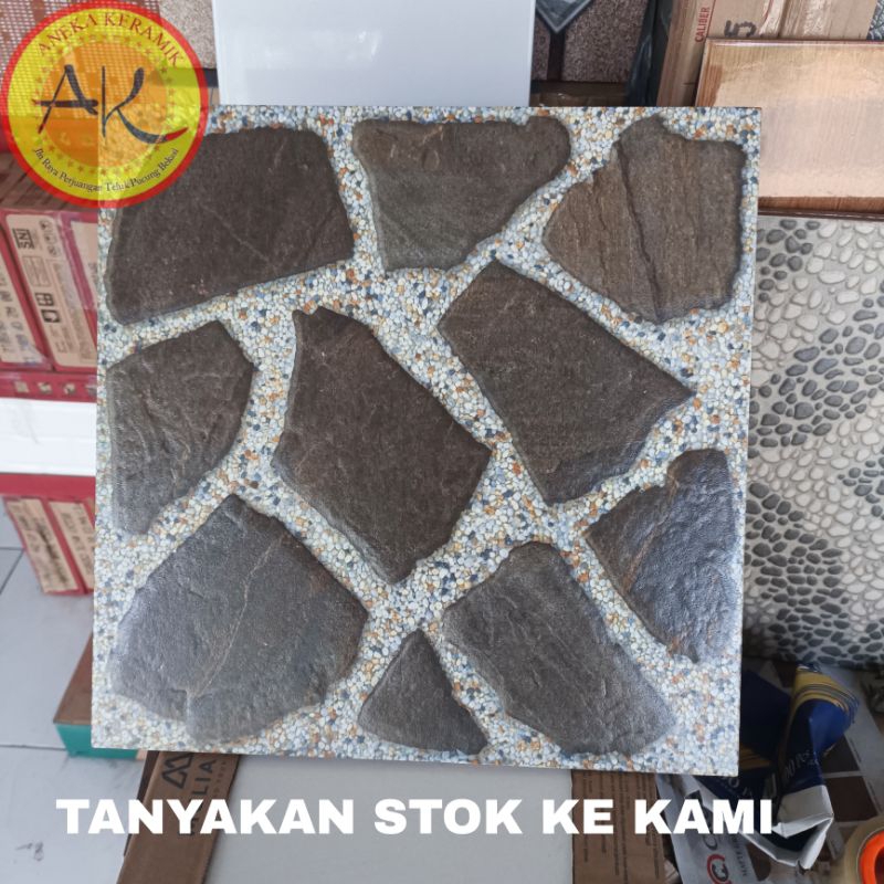 Jual Keramik Lantai Teras Garasi Motif Batu Alam Timbul Matt 40x40