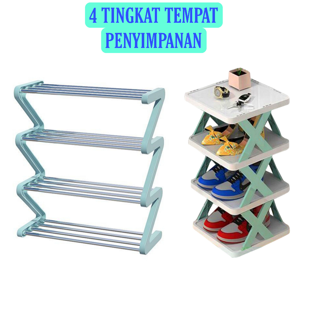 Jual Rak Sepatu Zigzag Susun Rak Sendal Serbaguna Rak Plastik Besi