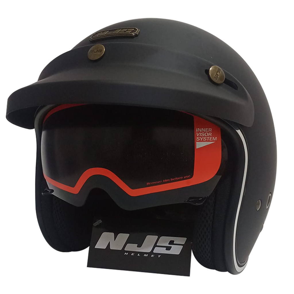 Jual NJS NX-2 SOLID LIST CHROME HELM RETRO HELM NJS NX2 LIST