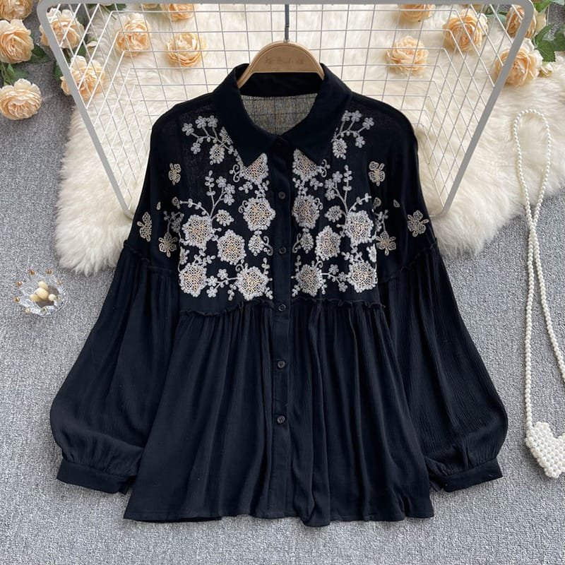Jual Blouse Korean Style Bunga Blus Baju Atasan Wanita Fashion Muslim