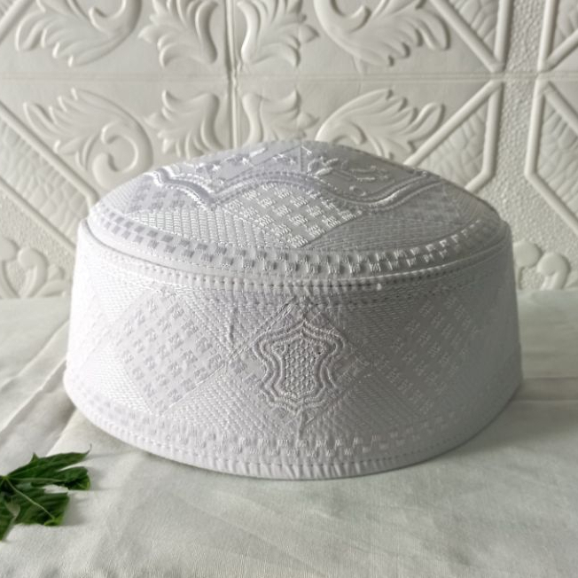 PROMO TERMURAH!! Peci Kopiah Songkok Terompah Putih Polos Murah Harga Grosir Motif Bordir - Peci Kopeah Malaysia Pria Model Terbaru Shalat anak dan Dewasa Bayar Di Tempat COD