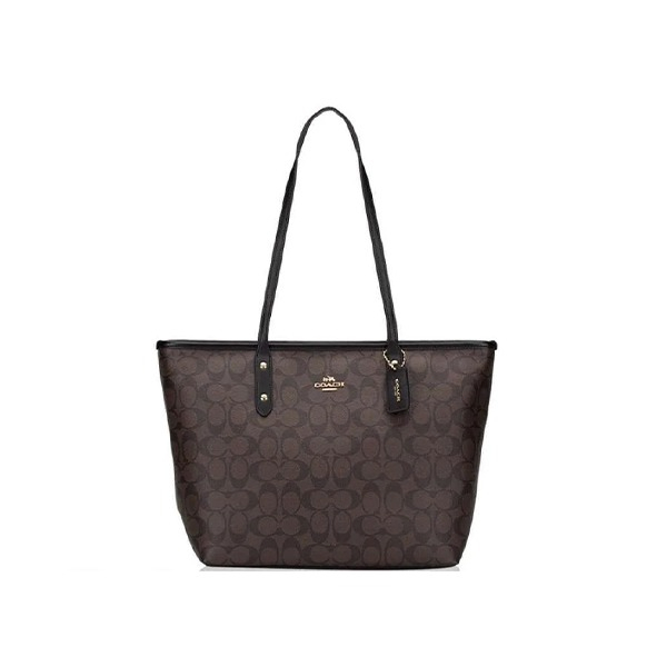 Jual F58292 Coach women City Zip Tote In Signature Canvas Tas Wanita