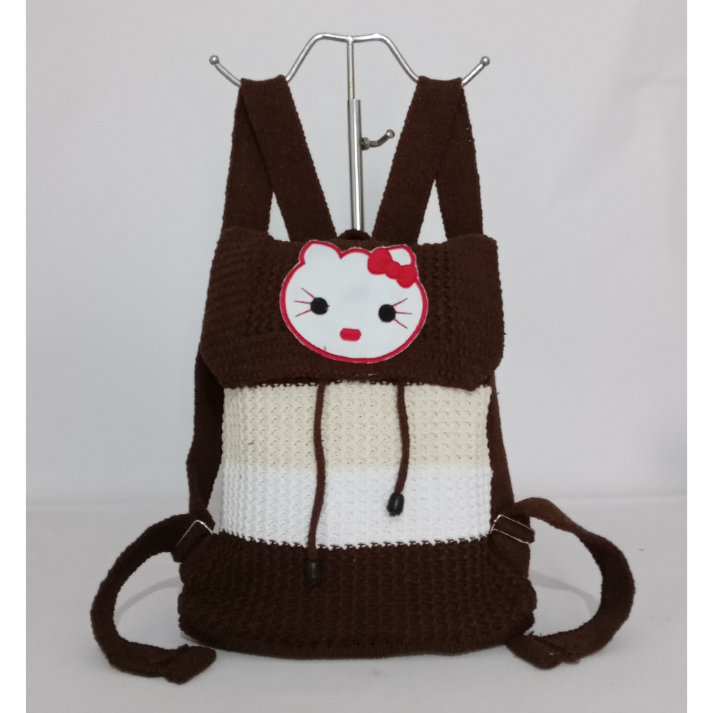 Jual Tas Rajut Ransel Anak Motif Hello Kitty Atas Ukuran 25cm x 30cm ...