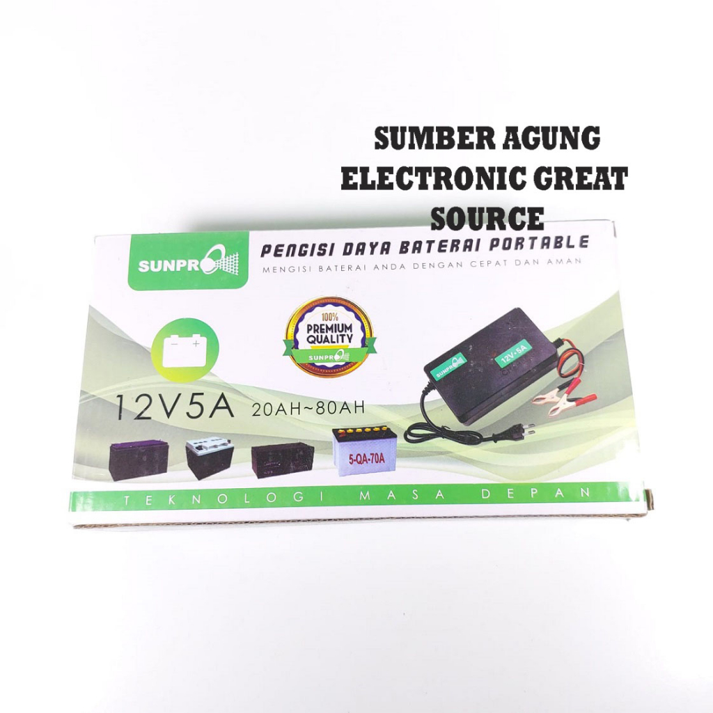Jual Sunpro Cas Aki Batre Battery Charger 12V 5A 5 Ampere 20Ah hingga
