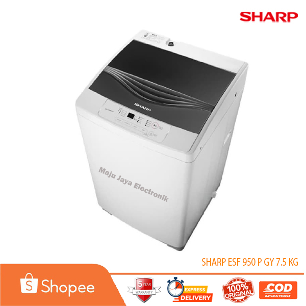 Jual SHARP Mesin Cuci 1 Tabung 7.5 KG ESF 950P GY Full Otomatis Low ...