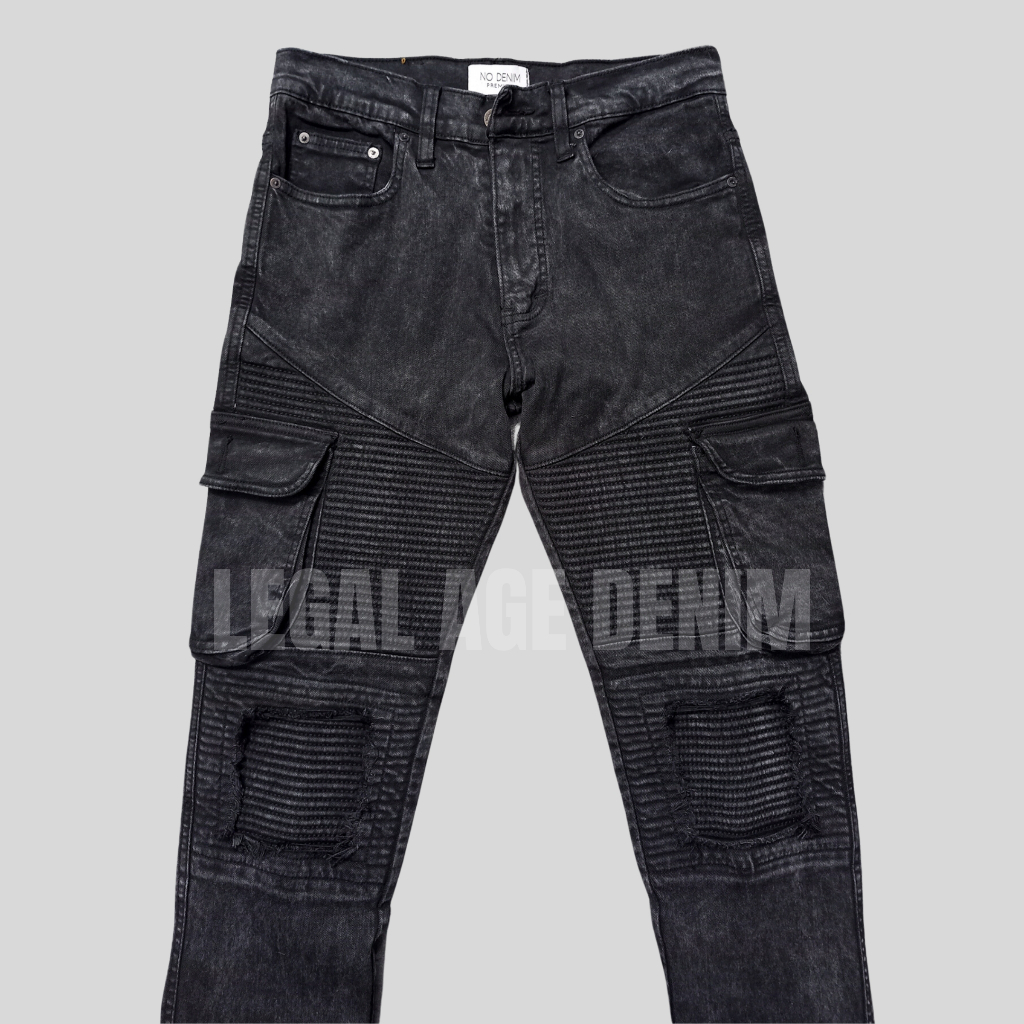 Jual La Bc Bikers Cargo Black Acid Soft Skinny Jeans Stretch Jeans Halus Dan Elastis