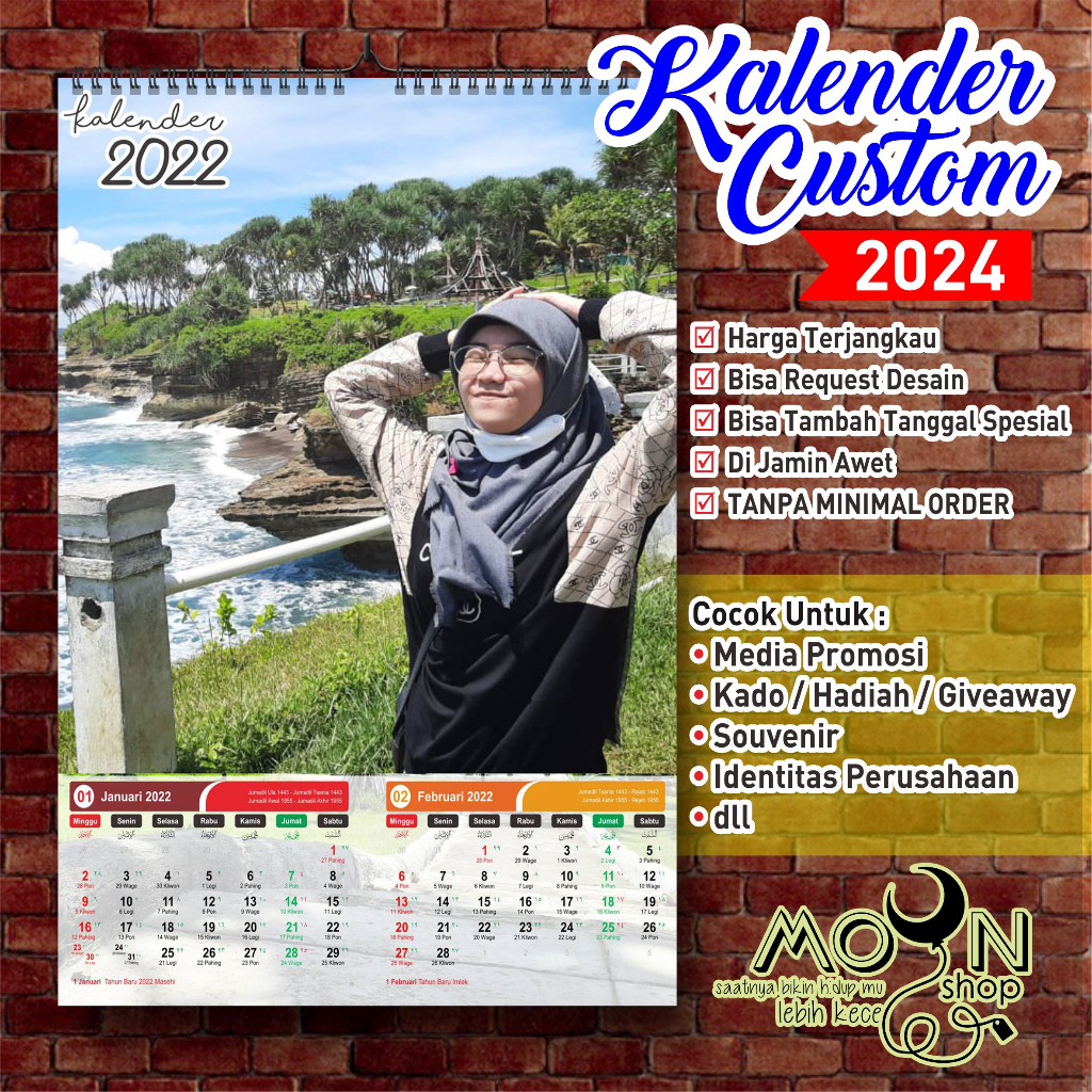 Jual Kalender Dinding Spiral 2024 Custom Desain | Shopee Indonesia