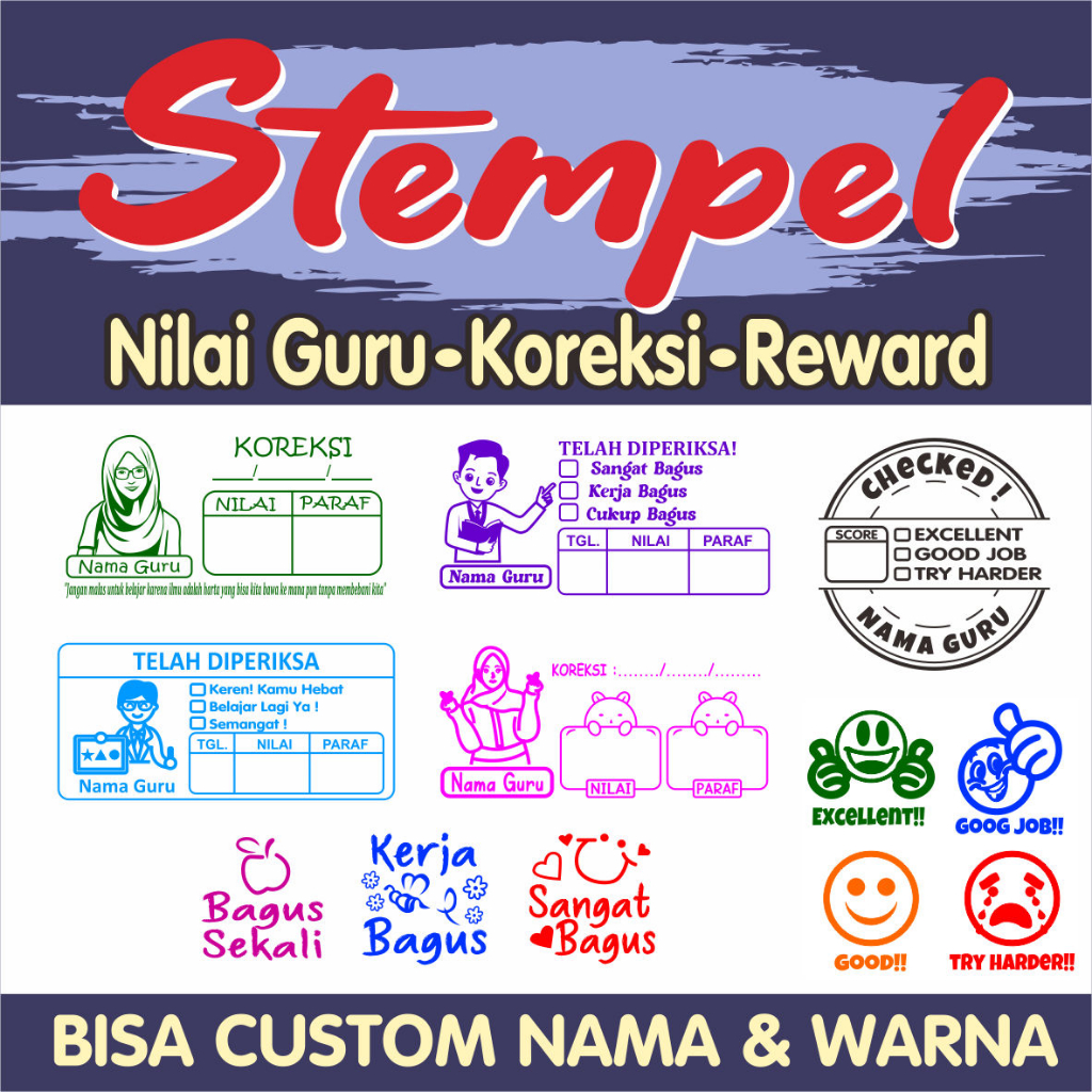 Jual Stempel Nilai Guru / Penilaian / Koreksi / Checked / Reward Siswa