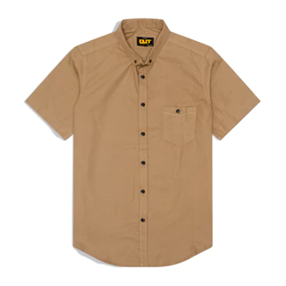 Outskirts - Short Sleeves Shirt Brown | Kemeja Polos Coksu Pria Lengan Pendek Casual Slimfit