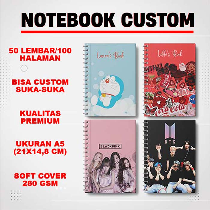 Jual Notes Custom A5 | Notebook Spiral A5 | Notebook Custom | Isi 50 ...