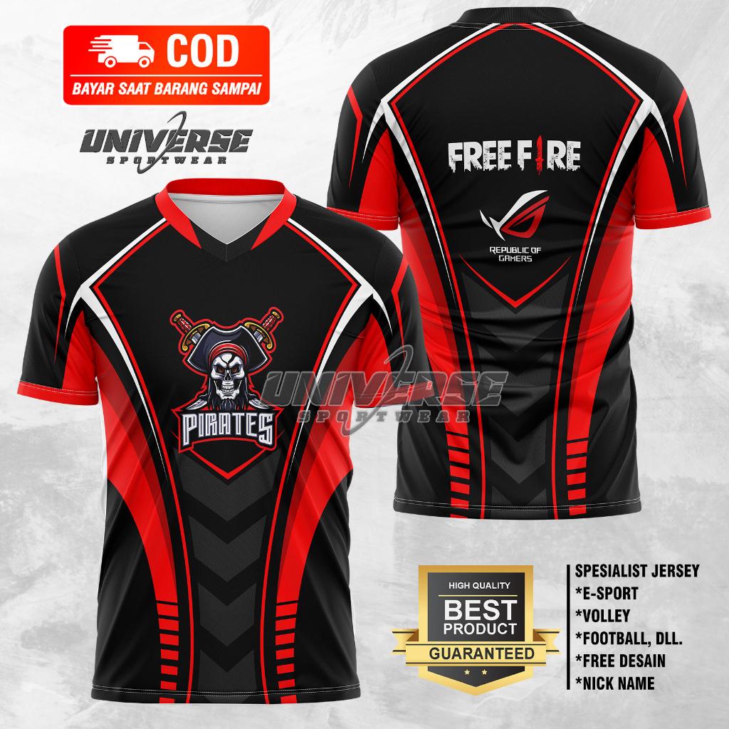 Jual JERSEY FREE FIRE BAJU GAMING ESPORT 2023 2024 FF FREE NICKNAME V 1