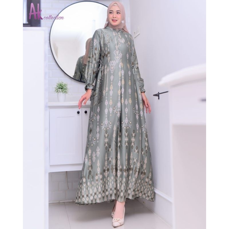 Jual Ready Gamis silk premium jumboGamis silk premium motif abstrak