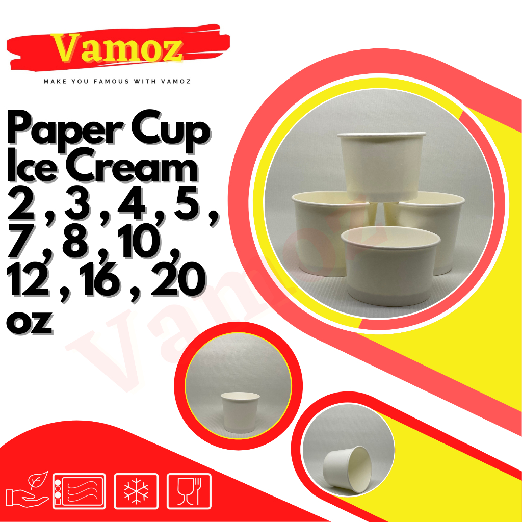 Jual Paper Cup Ice Cream / Gelas Kertas Es Krim ukuran 2 Oz / 3 Oz / 4