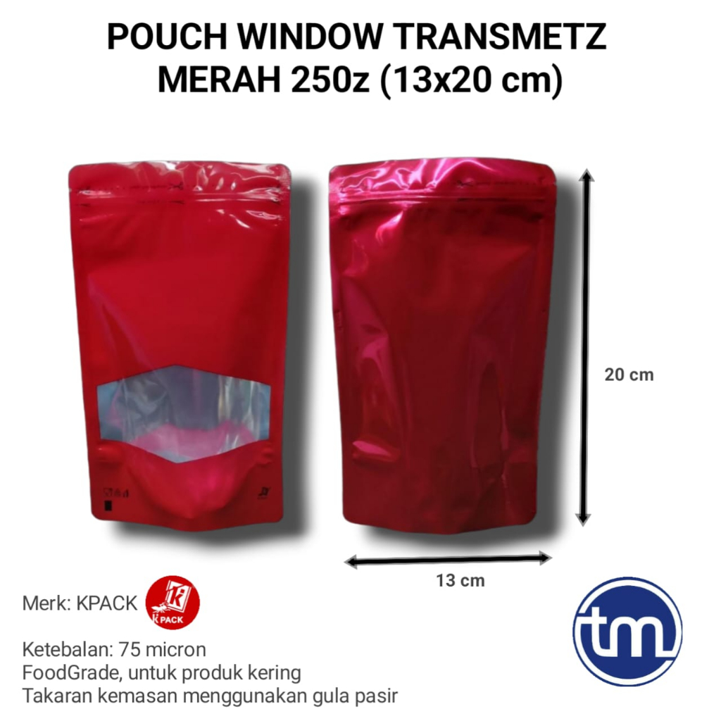Jual STANDING POUCH WINDOW TRANSMETZ 250 GR | Shopee Indonesia