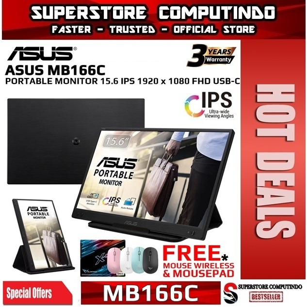 Jual Monitor Portable ASUS MB166C 15.6" IPS 1920x1080 USBC Anti Glare