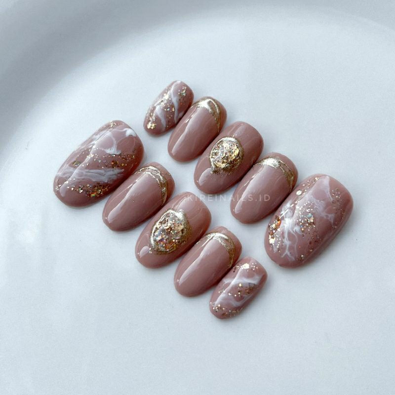 Jual NUDE BROWN MARBLE SHINNY NAILART (NEW COLOUR UPDATE) | KUKU PALSU ...