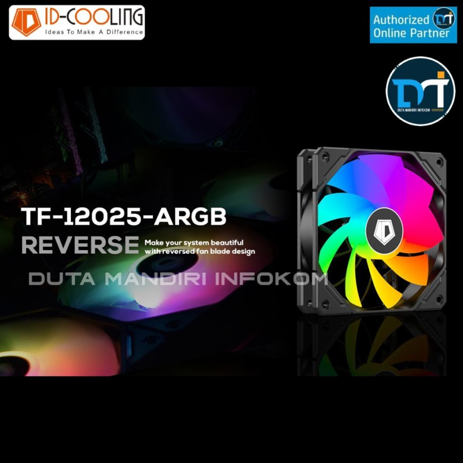 Jual ID Cooling TF-12025 ARGB REVERSE I SNOW - 120mm PWM Fan - Black ...