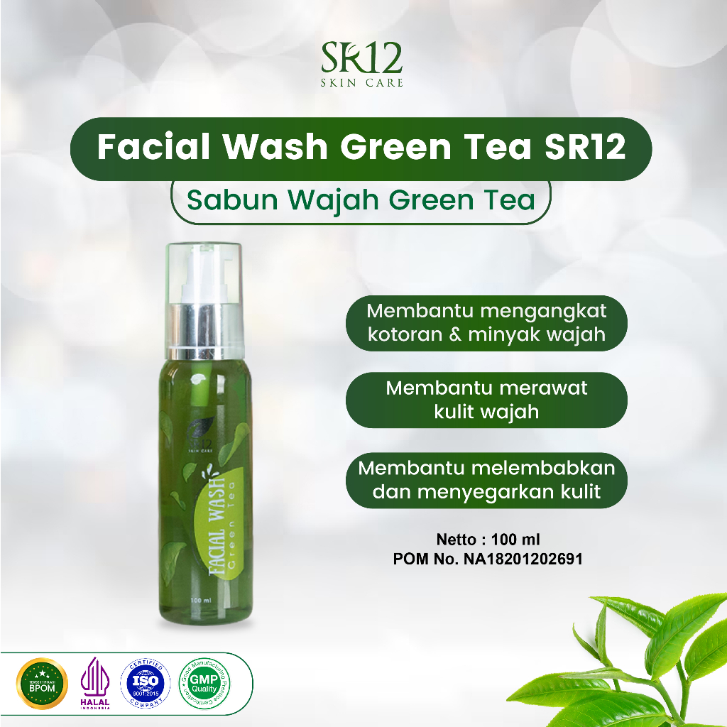 Sabun Wajah Green Tea SR12 Skincare - Facial Wash Pembersih Wajah - Perawatan Sabun Muka Pencerah