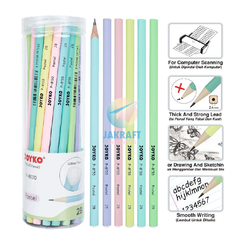 Jual 36 Pcs Pensil Tulis 2b Warna Warni Pastel Joyko P 8130 Souvenir