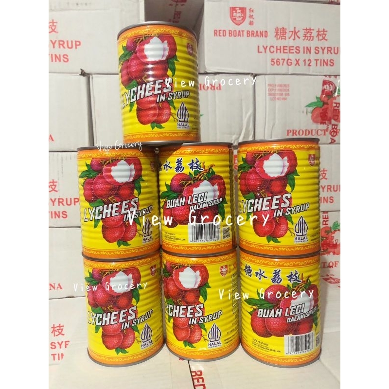 Jual Leci kaleng Red Boat Brand Lychees in syrup buah leci dalam
