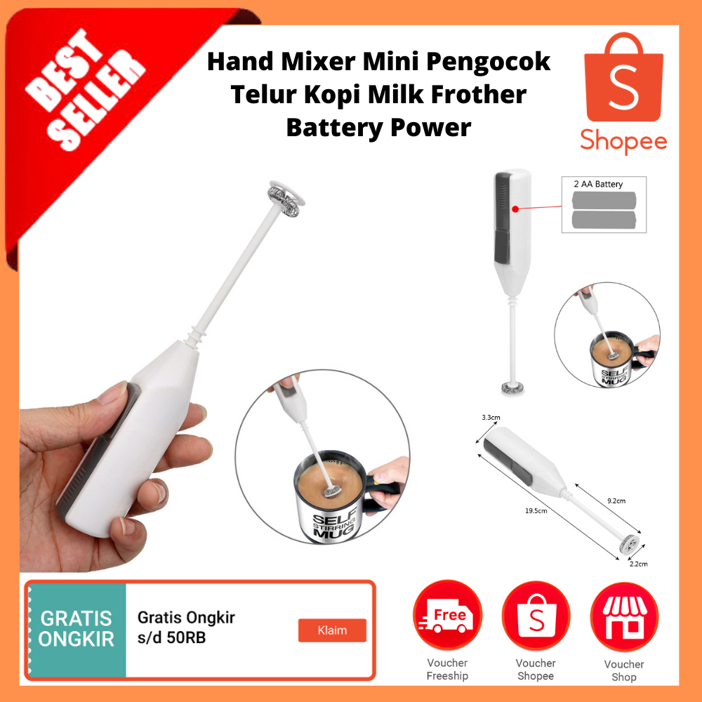 Jual Hand Mixer Mini Pengocok Telur Kopi Milk Frother Battery Power