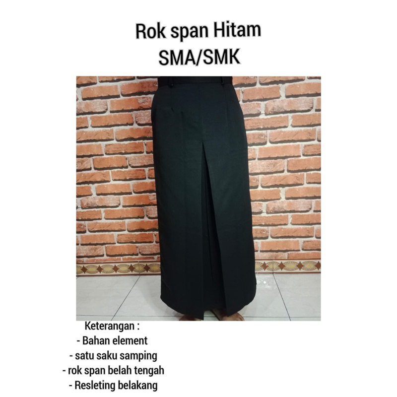 Jual ROK SPAN HITAM SMA/SMK PANJANG BAHAN ELEMEN | Shopee Indonesia
