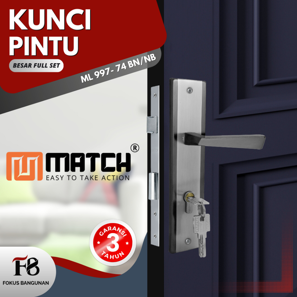 Jual MATCH Handle Gagang Kunci Pintu Rumah Full Set Besar 25cm Stainless 981 Body Shopee