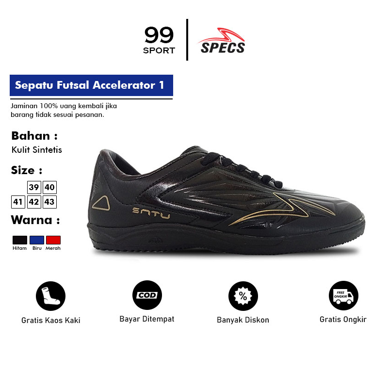 Jual Sepatu Futsal Spec Accelerator Satu Pria Hitam Gold Shopee Indonesia