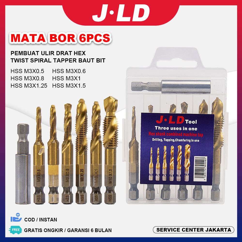 Jual Jld Mata Bor Multifungsi Pcs Pembuat Ulir Drat Drill Tap Set Apping Deburring Hex Twist