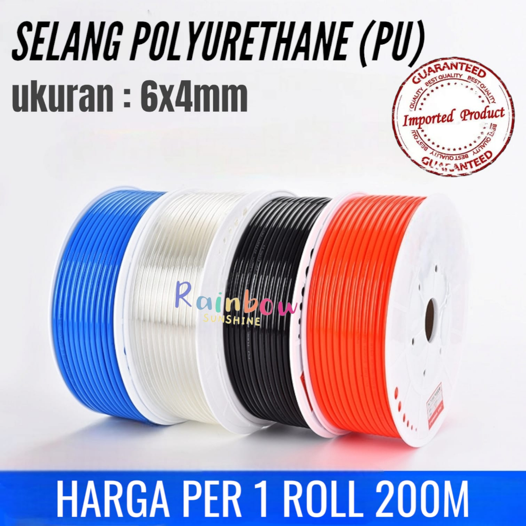 Jual SELANG ANGIN PNEUMATIC 6x4MM PU HOSE SELANG POLYURETHANE (PU ...