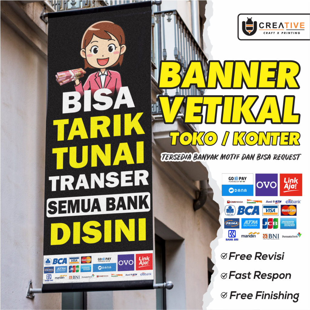 Jual Spanduk / Banner Konter Vertikal / Hiasan Dinding Toko Konter ...