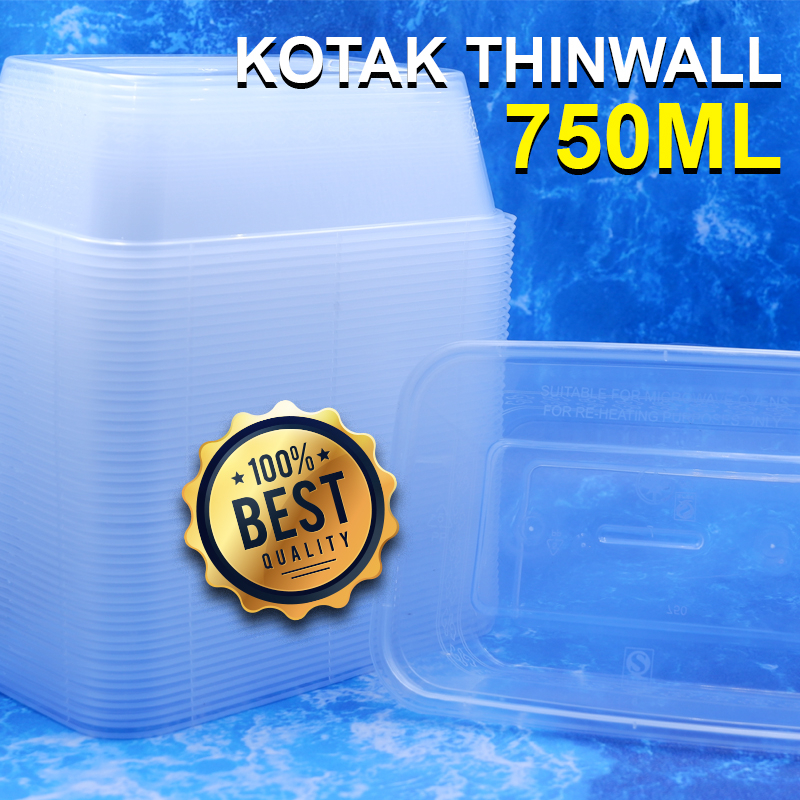 Jual Kotak Makan Plastik Thinwall Persegi Panjang 750ml 1bungkus Isi 25