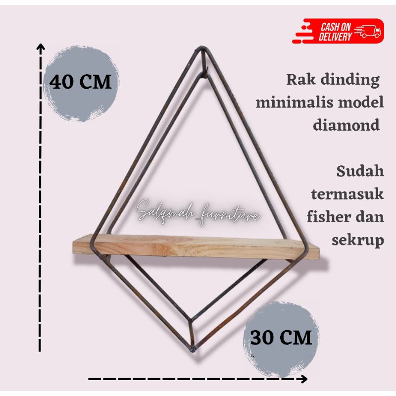 Jual RAK DINDING MINIMALIS MODEL DIAMON,RAK DINDING ESTETIK | Shopee ...