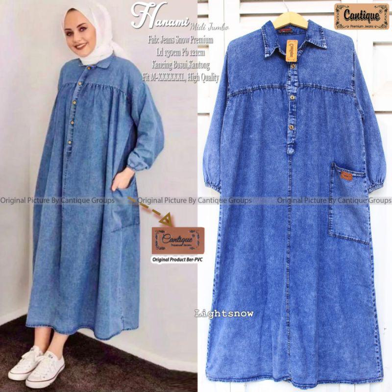 Jual Hanami Midi Dress Jeans Jumbo Ld 130 Terbaru | Shopee Indonesia