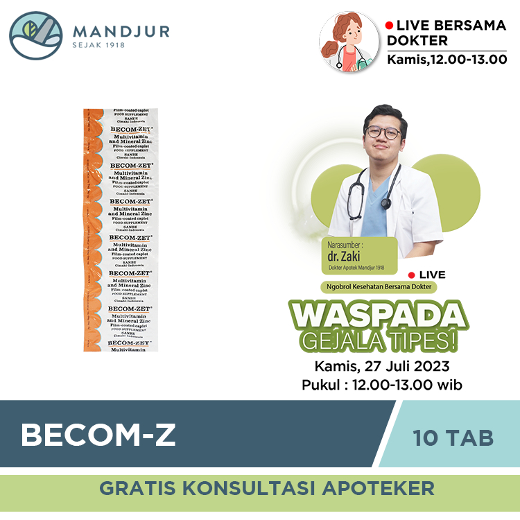 Jual Becom-Zet Strip 10 Kaplet - Suplemen Multivitamin Dan Mineral ...