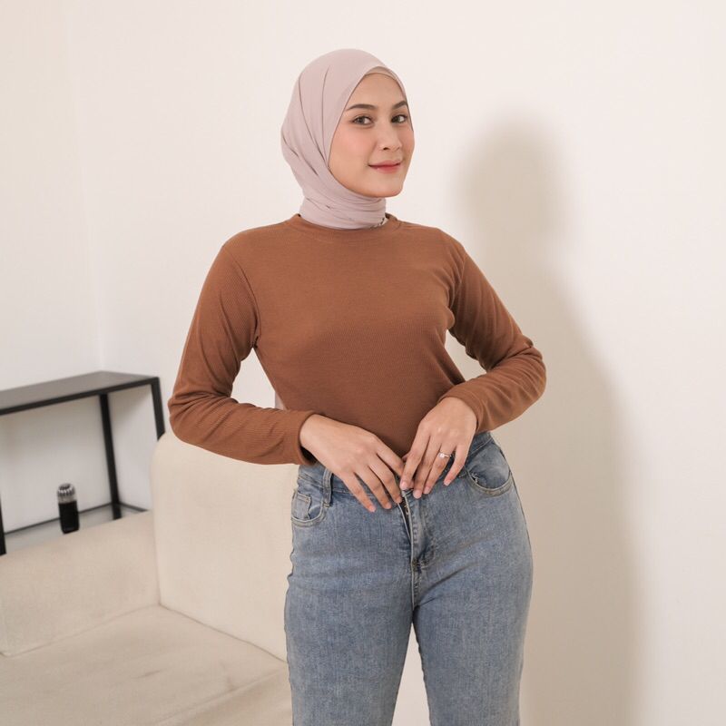 Jual floral.id Kaos panjang wanita kekinian polos | Shopee Indonesia