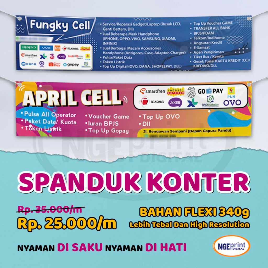 Jual Spanduk Konter Pulsa FREE DESIGN Banner Konter Pulsa Murah Banyak ...