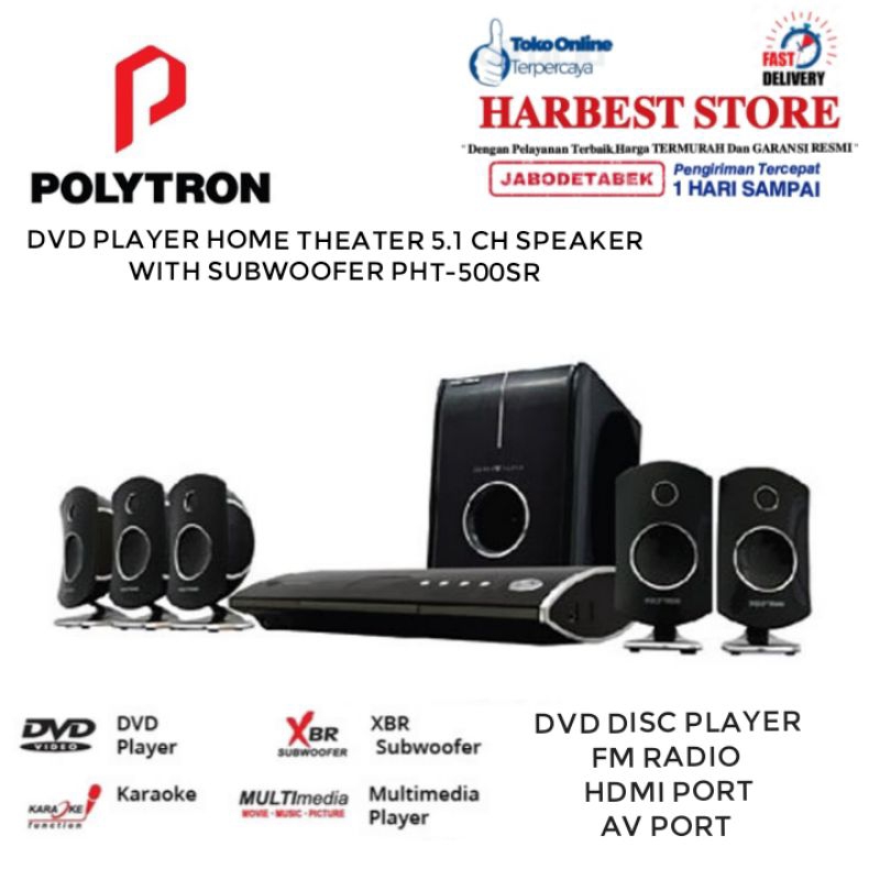 Jual TERMURAH! POLYTRON DVD PLAYER HOME THEATER 5.1CH PHT500SR KARAOKE