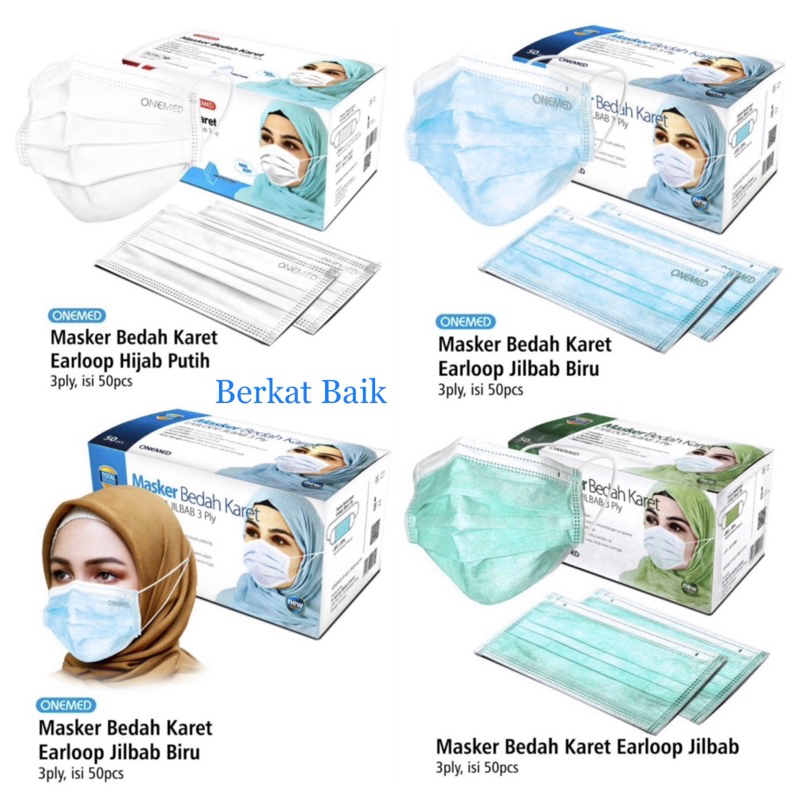 Jual Onemed Masker Bedah Karet Headloop Jilbab Hijab 3 Ply Isi 50 Pcs ...