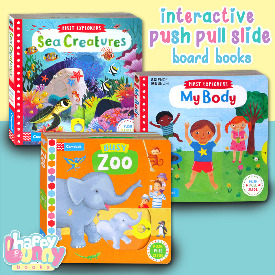 Jual Campbell Push Pull Slide Interactive Board Book - Busy Zoo - Busy ...