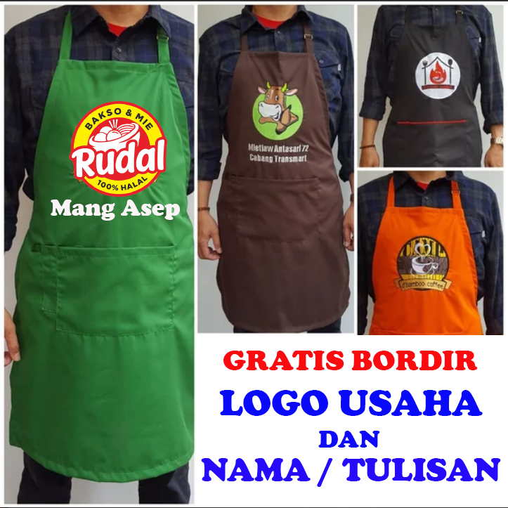 Jual Apron Celemek Custom Logo Dan Nama Usaha Shopee Indonesia