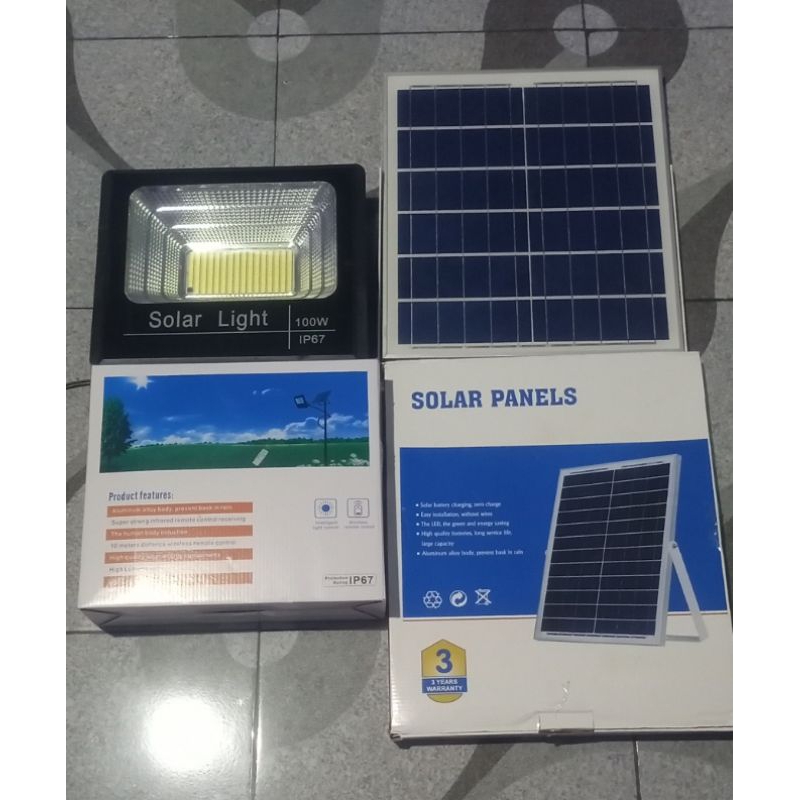 Jual Super Terang Big Panel Lampu Sorot Solar 100W Lampu Tenaga Surya ...