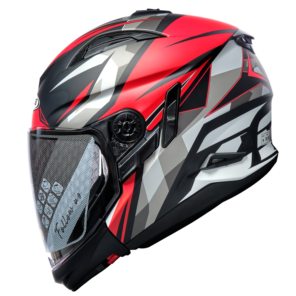 Jual ZEUS ZS 613C MBLK AJ15 WHI RED DOFF MODULAR DOUBLE VISOR BISA DIPASANG PET Shopee Indonesia