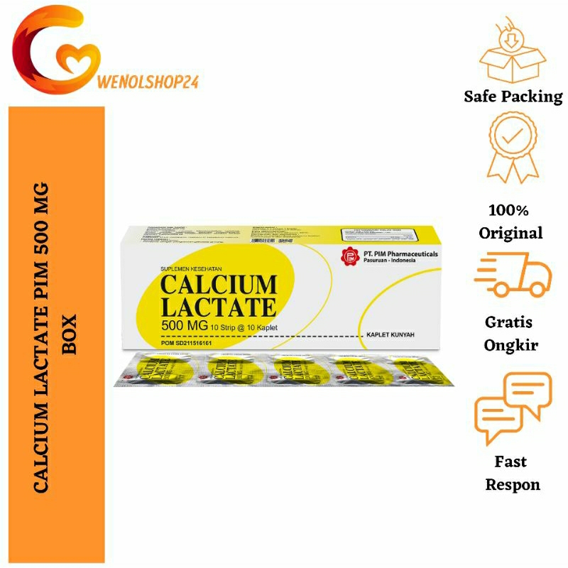 Jual Calcium Lactate 500 Mg PIM 100 Tablet (BOX) Shopee Indonesia