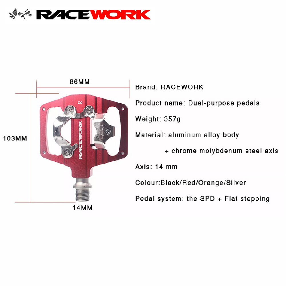 Jual Racework Duo - Dual Side Pedal SPD/FLAT Cleat & Flat Hybrid MTB ...