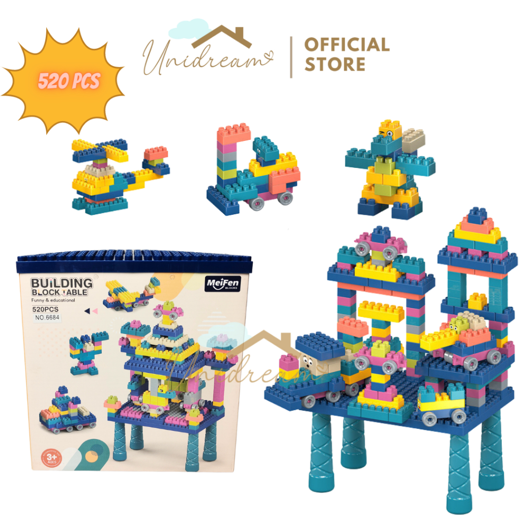Jual Unidream Mainan Edukasi Balok Meja Lego Building Block Table