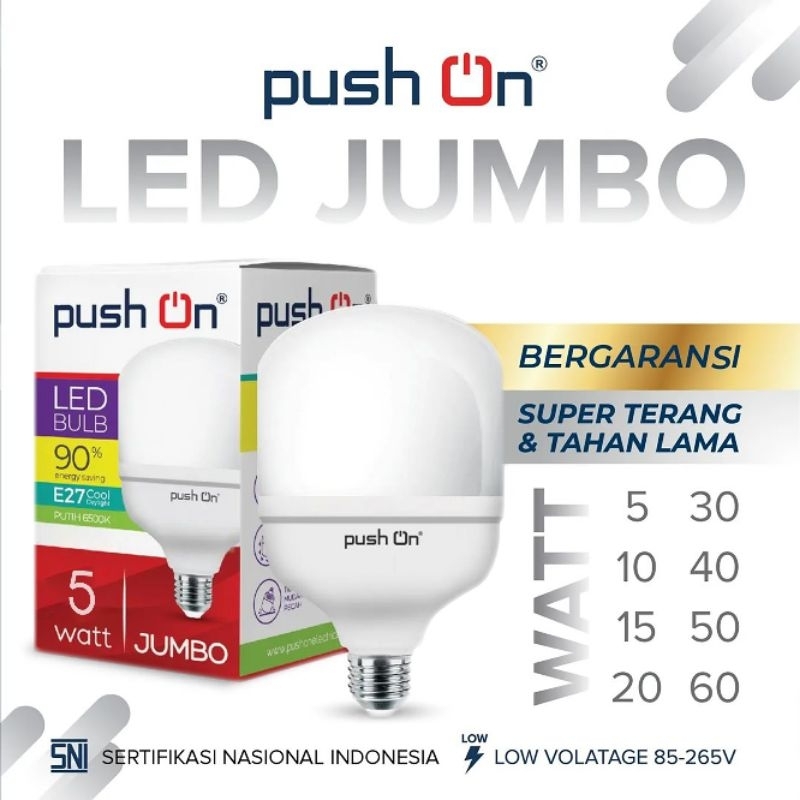 Jual Push On Jumbo Lampu LED 5W 10W 15W 20 Watt Bohlam Tabung Kapsul